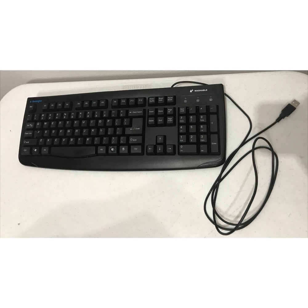 Kensington Pro Fit USB Washable Keyboard Clean USED Works ~Ships Same Day~